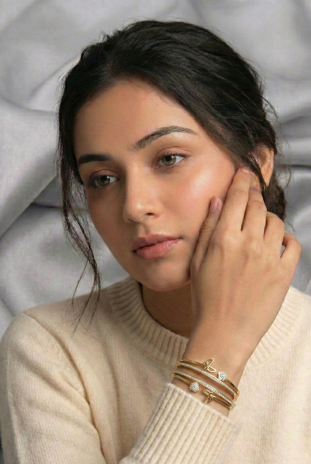 Golden Butterfly & Flora Crystal Bangle