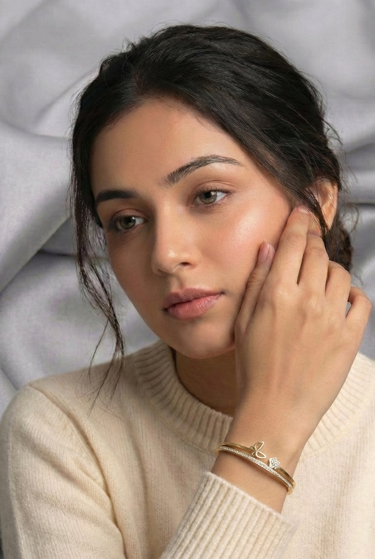 Golden Butterfly & Flora Crystal Bangle