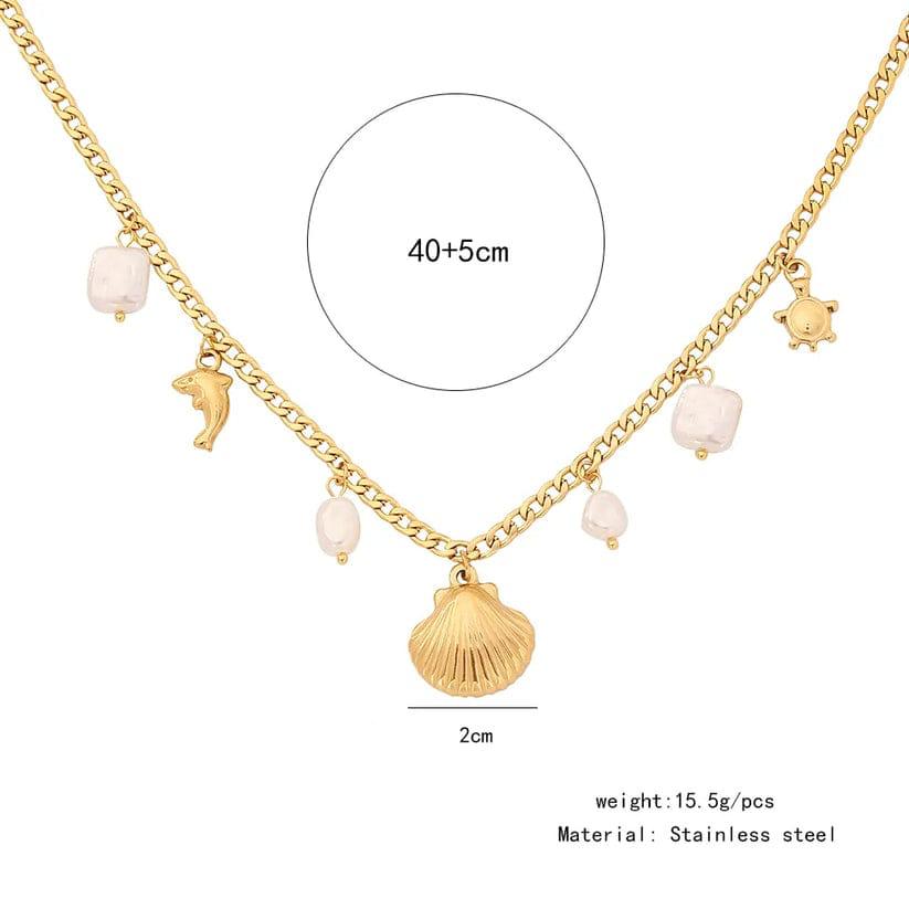 Golden Ocean Charm Statement Necklace